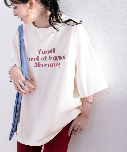 classicalelf（クラシカルエルフ）の「USAコットン100％、メンズライクロゴTee【DON'T FORGET】（Tシャツ/カットソー・レディース・ホワイト/グレイッシュベージュ/チャコール・MEDIUM/LARGE/X-LARGE）」の13枚目の写真