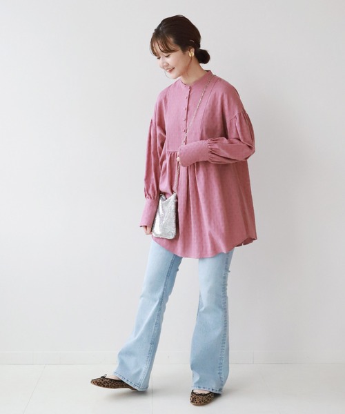 SLOBE citron.（スローブシトロン）の「SLOBE citron. ハイウエストフレアデニム【洗濯機洗い（弱）可能】◆（デニムパンツ・レディース・ブラック/サックスブルー・36/38）」の4枚目の写真