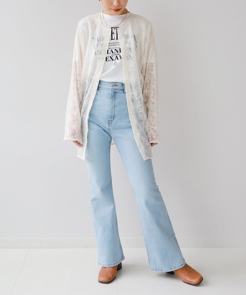 SLOBE citron.（スローブシトロン）の「SLOBE citron. ハイウエストフレアデニム【洗濯機洗い（弱）可能】◆（デニムパンツ・レディース・ブラック/サックスブルー・36/38）」の5枚目の写真