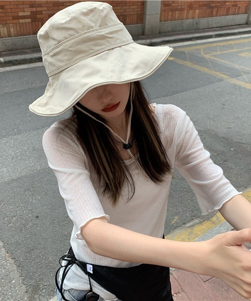 HALEY PESCA（ヘーリーペスカ）の「HALEY PESCA/紐付き ウェーブバケットハット（ハット・レディース・ブラック/ブラウン/アイボリー・FREE）」の10枚目の写真