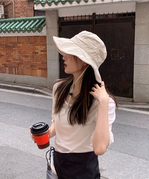 HALEY PESCA（ヘーリーペスカ）の「HALEY PESCA/紐付き ウェーブバケットハット（ハット・レディース・ブラック/ブラウン/アイボリー・FREE）」の5枚目の写真