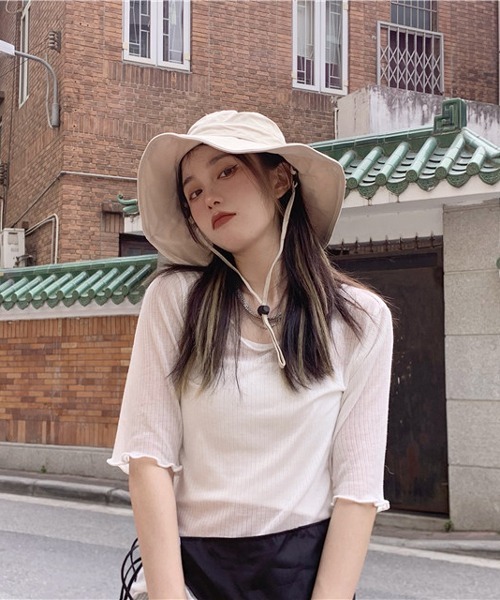 HALEY PESCA（ヘーリーペスカ）の「HALEY PESCA/紐付き ウェーブバケットハット（ハット・レディース・ブラック/ブラウン/アイボリー・FREE）」の14枚目の写真