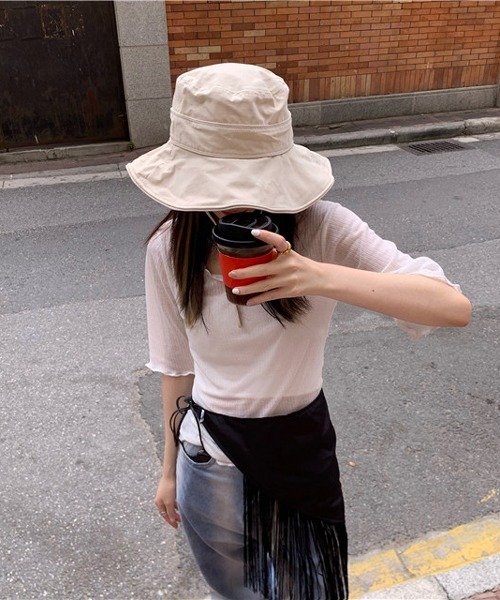 HALEY PESCA（ヘーリーペスカ）の「HALEY PESCA/紐付き ウェーブバケットハット（ハット・レディース・ブラック/ブラウン/アイボリー・FREE）」の11枚目の写真