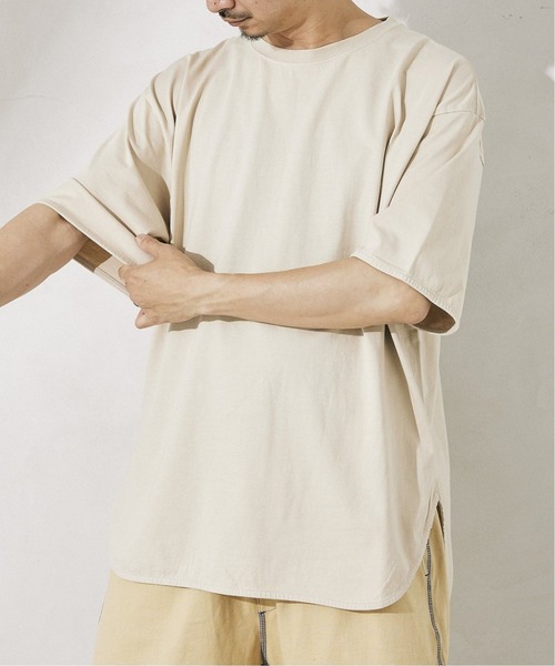 JOURNAL STANDARD relume（ジャーナルスタンダード　レリューム）の「レイヤードラウンド スリットTシャツ[無地T/オーバーサイズ][ユニセックス対応]（Tシャツ/カットソー・メンズ・ホワイト/ベージュ/ネイビー/グレー/ホワイト系その他・S/M/L）」の3枚目の写真