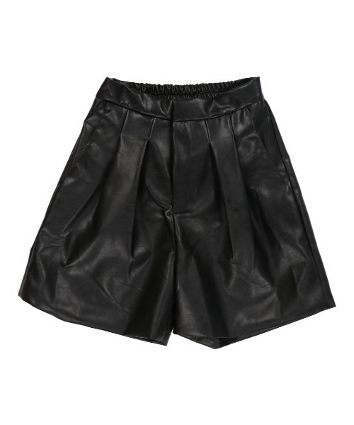 SPINNS（スピンズ）の「フェイクレザー タックショートパンツ（その他パンツ・レディース・ブラック・ONESIZE）」の4枚目の写真