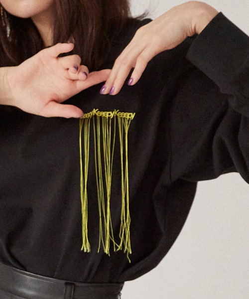 Keeepy(キーピー)の「【Keeepy】embroidered logo long T-shirt(Tシャツ/カットソー・レディース・ブラウン/ブラック・FREE)」の17枚目の写真
