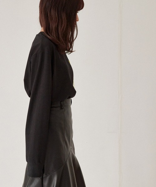 Keeepy(キーピー)の「【Keeepy】embroidered logo long T-shirt(Tシャツ/カットソー・レディース・ブラウン/ブラック・FREE)」の22枚目の写真