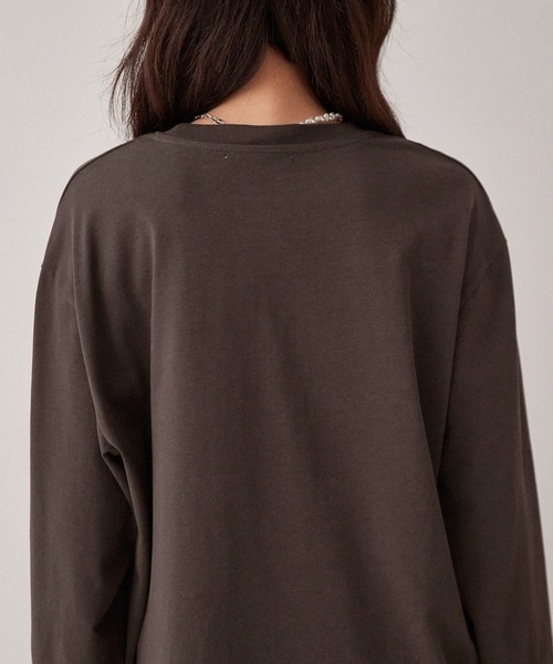 Keeepy(キーピー)の「【Keeepy】embroidered logo long T-shirt(Tシャツ/カットソー・レディース・ブラウン/ブラック・FREE)」の5枚目の写真