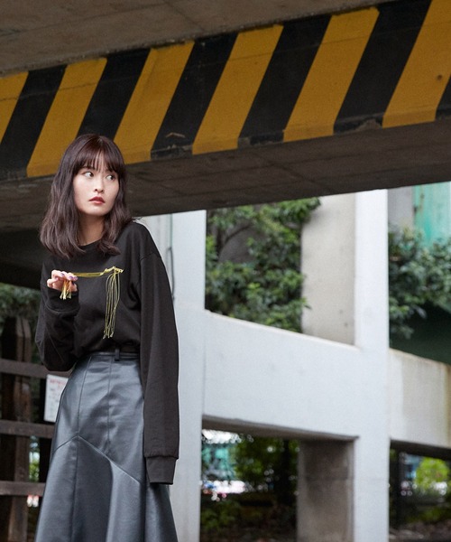 Keeepy(キーピー)の「【Keeepy】embroidered logo long T-shirt(Tシャツ/カットソー・レディース・ブラウン/ブラック・FREE)」の16枚目の写真