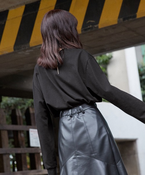 Keeepy(キーピー)の「【Keeepy】embroidered logo long T-shirt(Tシャツ/カットソー・レディース・ブラウン/ブラック・FREE)」の21枚目の写真