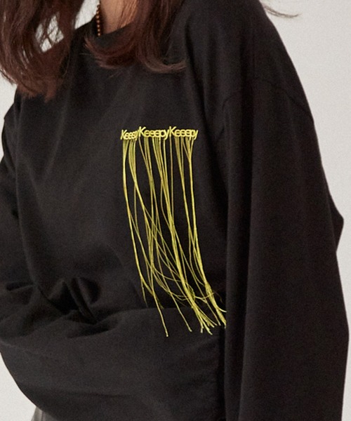Keeepy(キーピー)の「【Keeepy】embroidered logo long T-shirt(Tシャツ/カットソー・レディース・ブラウン/ブラック・FREE)」の8枚目の写真