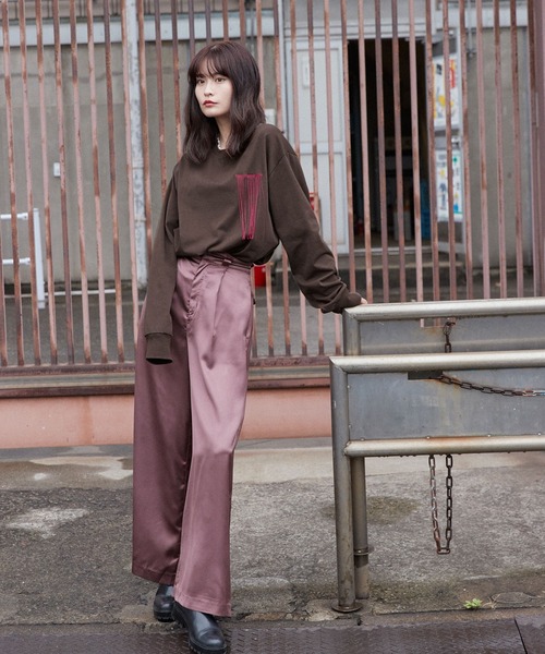 Keeepy(キーピー)の「【Keeepy】embroidered logo long T-shirt(Tシャツ/カットソー・レディース・ブラウン/ブラック・FREE)」の12枚目の写真