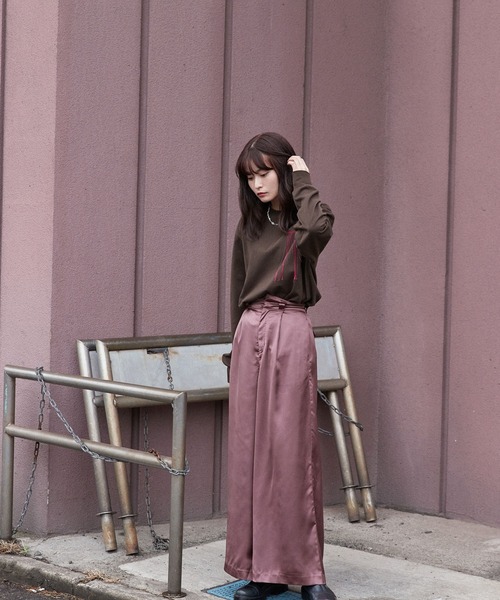 Keeepy(キーピー)の「【Keeepy】embroidered logo long T-shirt(Tシャツ/カットソー・レディース・ブラウン/ブラック・FREE)」の18枚目の写真