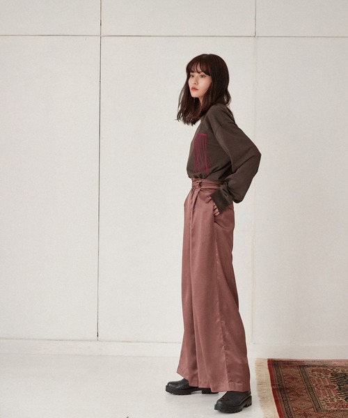 Keeepy(キーピー)の「【Keeepy】embroidered logo long T-shirt(Tシャツ/カットソー・レディース・ブラウン/ブラック・FREE)」の9枚目の写真