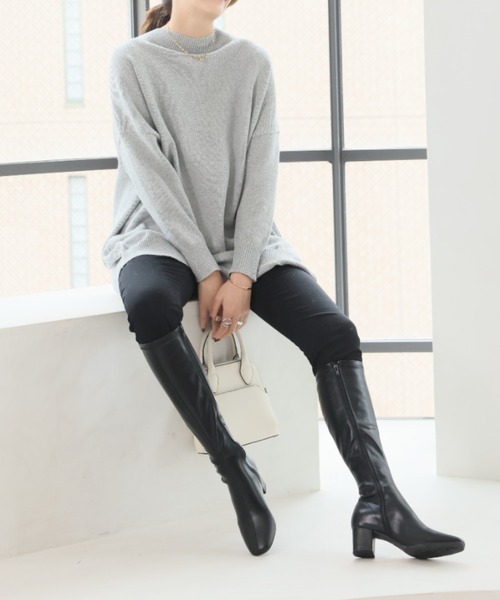 セール】スクエアトゥストレッチロングブーツ（ブーツ）｜VIVIAN