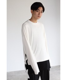 CREARE -LINO- | 【2021秋冬】オーバーサイズ サイドベルトレイヤード ロンTシャツ(Tシャツ/カットソー)