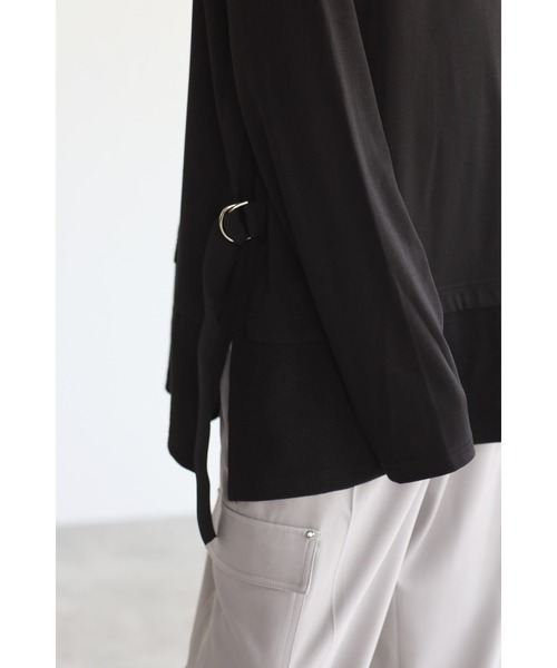 CREARE -LINO-（クレアーレリノ）の「オーバーサイズ サイドベルトレイヤード ロンTシャツ（Tシャツ/カットソー・メンズ・ホワイト/ブラック・M/L）」の17枚目の写真