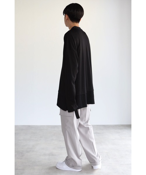 CREARE -LINO-（クレアーレリノ）の「オーバーサイズ サイドベルトレイヤード ロンTシャツ（Tシャツ/カットソー・メンズ・ホワイト/ブラック・M/L）」の19枚目の写真