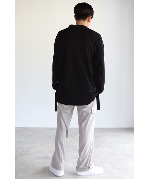 CREARE -LINO-（クレアーレリノ）の「オーバーサイズ サイドベルトレイヤード ロンTシャツ（Tシャツ/カットソー・メンズ・ホワイト/ブラック・M/L）」の20枚目の写真