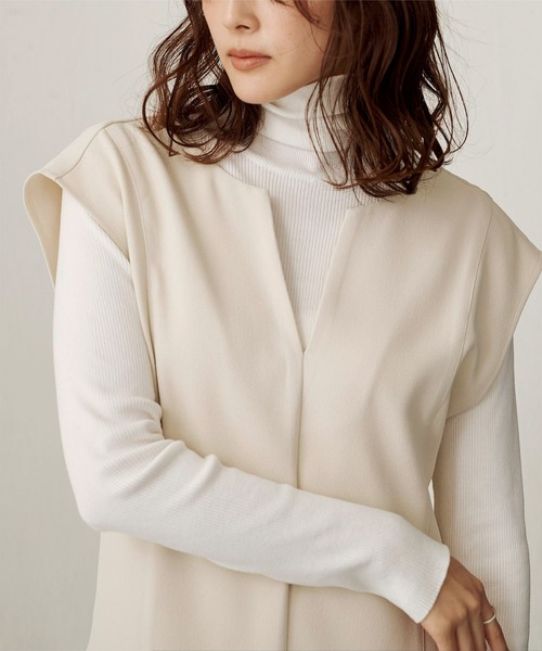 UR'S（ユアーズ）の「タートルネックリブニット（ニット/セーター・レディース・オフホワイト/ベージュ/ブルー/ネイビー/ブラック・S/M/L）」の6枚目の写真