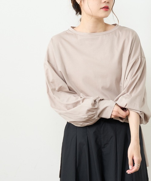 PUAL CE CIN（ピュアルセシン）の「【Ｄu noir】シルケット前後差プルオーバー（Tシャツ/カットソー・レディース・グレー/ブラック/ベージュ・FREE）」の3枚目の写真