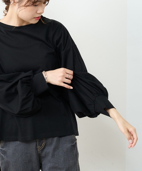 PUAL CE CIN（ピュアルセシン）の「【Ｄu noir】シルケット前後差プルオーバー（Tシャツ/カットソー・レディース・グレー/ブラック/ベージュ・FREE）」の22枚目の写真