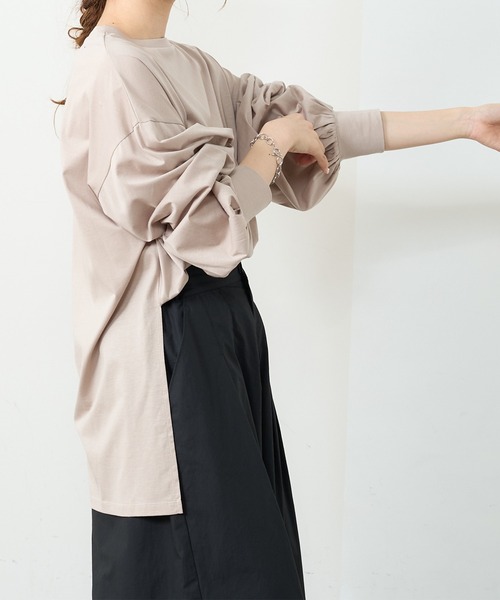 PUAL CE CIN（ピュアルセシン）の「【Ｄu noir】シルケット前後差プルオーバー（Tシャツ/カットソー・レディース・グレー/ブラック/ベージュ・FREE）」の7枚目の写真