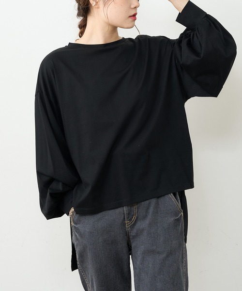 PUAL CE CIN（ピュアルセシン）の「【Ｄu noir】シルケット前後差プルオーバー（Tシャツ/カットソー・レディース・グレー/ブラック/ベージュ・FREE）」の15枚目の写真