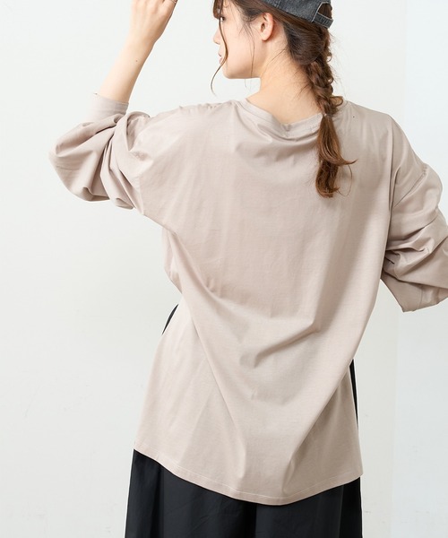 PUAL CE CIN（ピュアルセシン）の「【Ｄu noir】シルケット前後差プルオーバー（Tシャツ/カットソー・レディース・グレー/ブラック/ベージュ・FREE）」の10枚目の写真