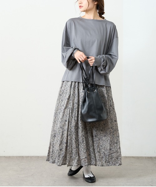 PUAL CE CIN（ピュアルセシン）の「【Ｄu noir】シルケット前後差プルオーバー（Tシャツ/カットソー・レディース・グレー/ブラック/ベージュ・FREE）」の17枚目の写真