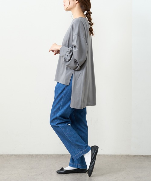 PUAL CE CIN（ピュアルセシン）の「【Ｄu noir】シルケット前後差プルオーバー（Tシャツ/カットソー・レディース・グレー/ブラック/ベージュ・FREE）」の8枚目の写真