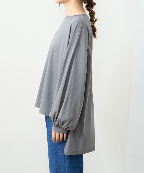 PUAL CE CIN（ピュアルセシン）の「【Ｄu noir】シルケット前後差プルオーバー（Tシャツ/カットソー・レディース・グレー/ブラック/ベージュ・FREE）」の21枚目の写真