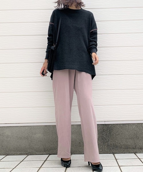 Q（キュー）の「ピーチツイルリラックスパンツ（その他パンツ・レディース・グレイッシュベージュ/ブルー・MEDIUM）」の4枚目の写真