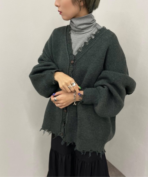 apres jour mignon(アプレジュールミニョン)の「ボーダークシュクシュタートルインナー【ZOZOTOWN限定アイテム】(Tシャツ/カットソー・レディース・グリーン系その他/ブラック/ブラウン系その他・フリー/X-LARGE)」の11枚目の写真