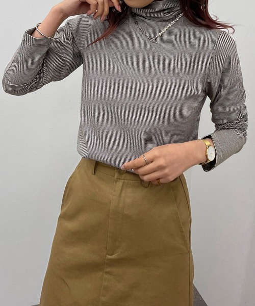 apres jour mignon(アプレジュールミニョン)の「ボーダークシュクシュタートルインナー【ZOZOTOWN限定アイテム】(Tシャツ/カットソー・レディース・グリーン系その他/ブラック/ブラウン系その他・フリー/X-LARGE)」の17枚目の写真