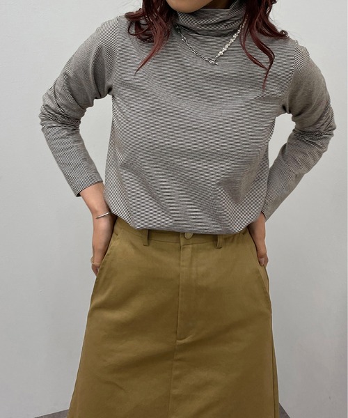 apres jour mignon(アプレジュールミニョン)の「ボーダークシュクシュタートルインナー【ZOZOTOWN限定アイテム】(Tシャツ/カットソー・レディース・グリーン系その他/ブラック/ブラウン系その他・フリー/X-LARGE)」の18枚目の写真