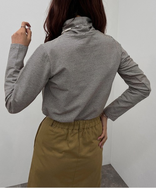 apres jour mignon(アプレジュールミニョン)の「ボーダークシュクシュタートルインナー【ZOZOTOWN限定アイテム】(Tシャツ/カットソー・レディース・グリーン系その他/ブラック/ブラウン系その他・フリー/X-LARGE)」の19枚目の写真