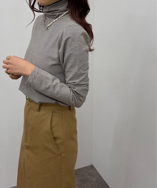 apres jour mignon(アプレジュールミニョン)の「ボーダークシュクシュタートルインナー【ZOZOTOWN限定アイテム】(Tシャツ/カットソー・レディース・グリーン系その他/ブラック/ブラウン系その他・フリー/X-LARGE)」の20枚目の写真