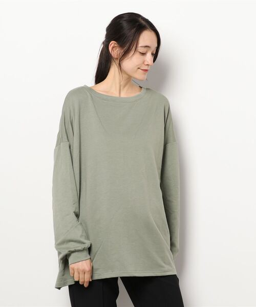KOBE LETTUCE（コウベレタス）の「ビッグシルエットボートスウェットトップス[C5757]（スウェット・レディース・ピンク/ブラック/ライトカーキ/ホワイト系その他/グレー系その他/ブラウン系その他・1）」の5枚目の写真