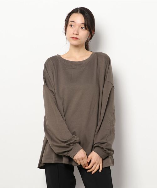 KOBE LETTUCE（コウベレタス）の「ビッグシルエットボートスウェットトップス[C5757]（スウェット・レディース・ピンク/ブラック/ライトカーキ/ホワイト系その他/グレー系その他/ブラウン系その他・1）」の4枚目の写真
