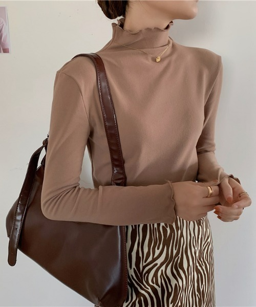 sakishimatokyo（サキシマトーキョー）の「メロウハイネックトップス /ロンT（Tシャツ/カットソー・レディース・ブラック/ライトグリーン/ブラウン/ホワイト・FREE）」の8枚目の写真