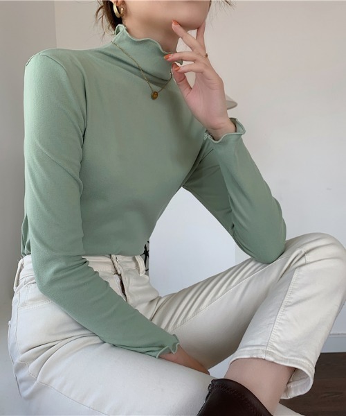 sakishimatokyo（サキシマトーキョー）の「メロウハイネックトップス /ロンT（Tシャツ/カットソー・レディース・ブラック/ライトグリーン/ブラウン/ホワイト・FREE）」の7枚目の写真