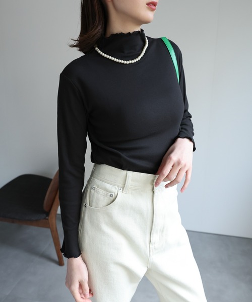 sakishimatokyo（サキシマトーキョー）の「メロウハイネックトップス /ロンT（Tシャツ/カットソー・レディース・ブラック/ライトグリーン/ブラウン/ホワイト・FREE）」の12枚目の写真