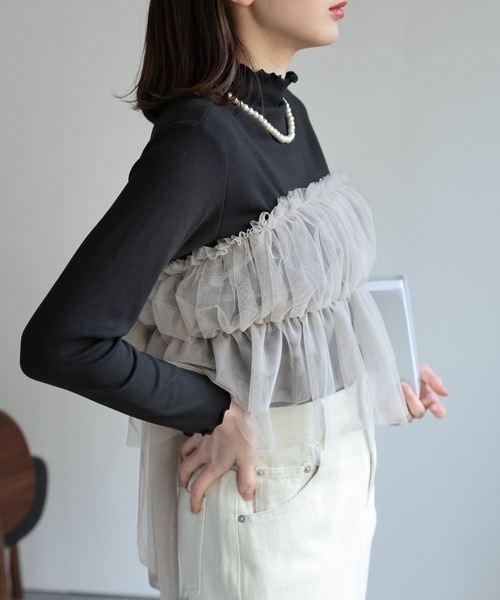 sakishimatokyo（サキシマトーキョー）の「メロウハイネックトップス /ロンT（Tシャツ/カットソー・レディース・ブラック/ライトグリーン/ブラウン/ホワイト・FREE）」の15枚目の写真