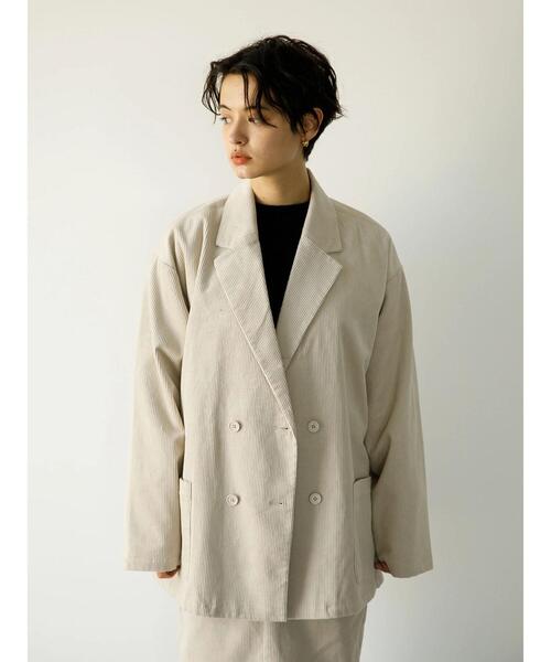 koe（コエ）の「コーデュロイダブルジャケット*（テーラードジャケット・レディース・オフホワイト/グレー/ブラック/キャメル・M/L/S）」の10枚目の写真