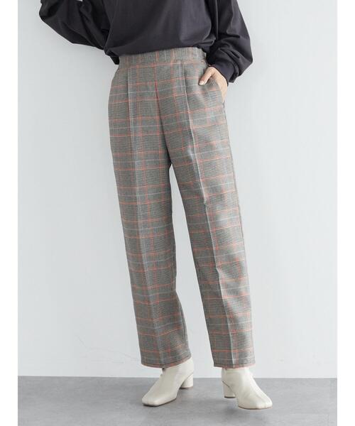 Green Parks(グリーンパークス)の「変形ウィンドペンチェックストレートパンツ*(その他パンツ・レディース・ブラック/ブラウン・FREE)」の6枚目の写真