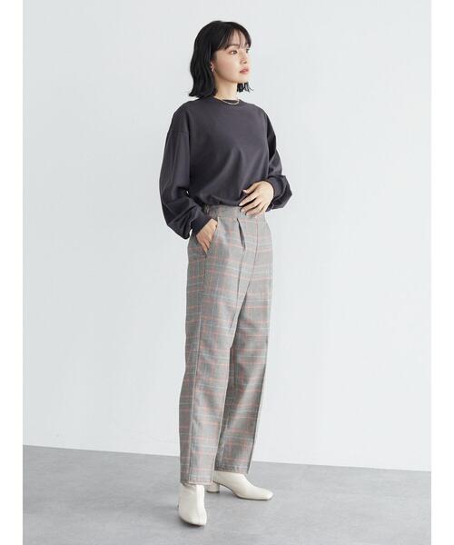 Green Parks(グリーンパークス)の「変形ウィンドペンチェックストレートパンツ*(その他パンツ・レディース・ブラック/ブラウン・FREE)」の4枚目の写真