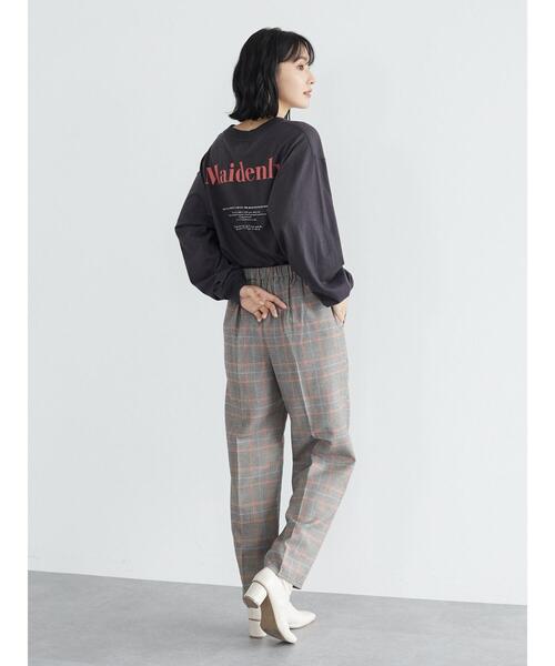 Green Parks(グリーンパークス)の「変形ウィンドペンチェックストレートパンツ*(その他パンツ・レディース・ブラック/ブラウン・FREE)」の5枚目の写真