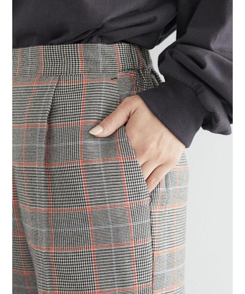 Green Parks(グリーンパークス)の「変形ウィンドペンチェックストレートパンツ*(その他パンツ・レディース・ブラック/ブラウン・FREE)」の7枚目の写真