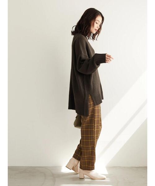 Green Parks(グリーンパークス)の「変形ウィンドペンチェックストレートパンツ*(その他パンツ・レディース・ブラック/ブラウン・FREE)」の10枚目の写真
